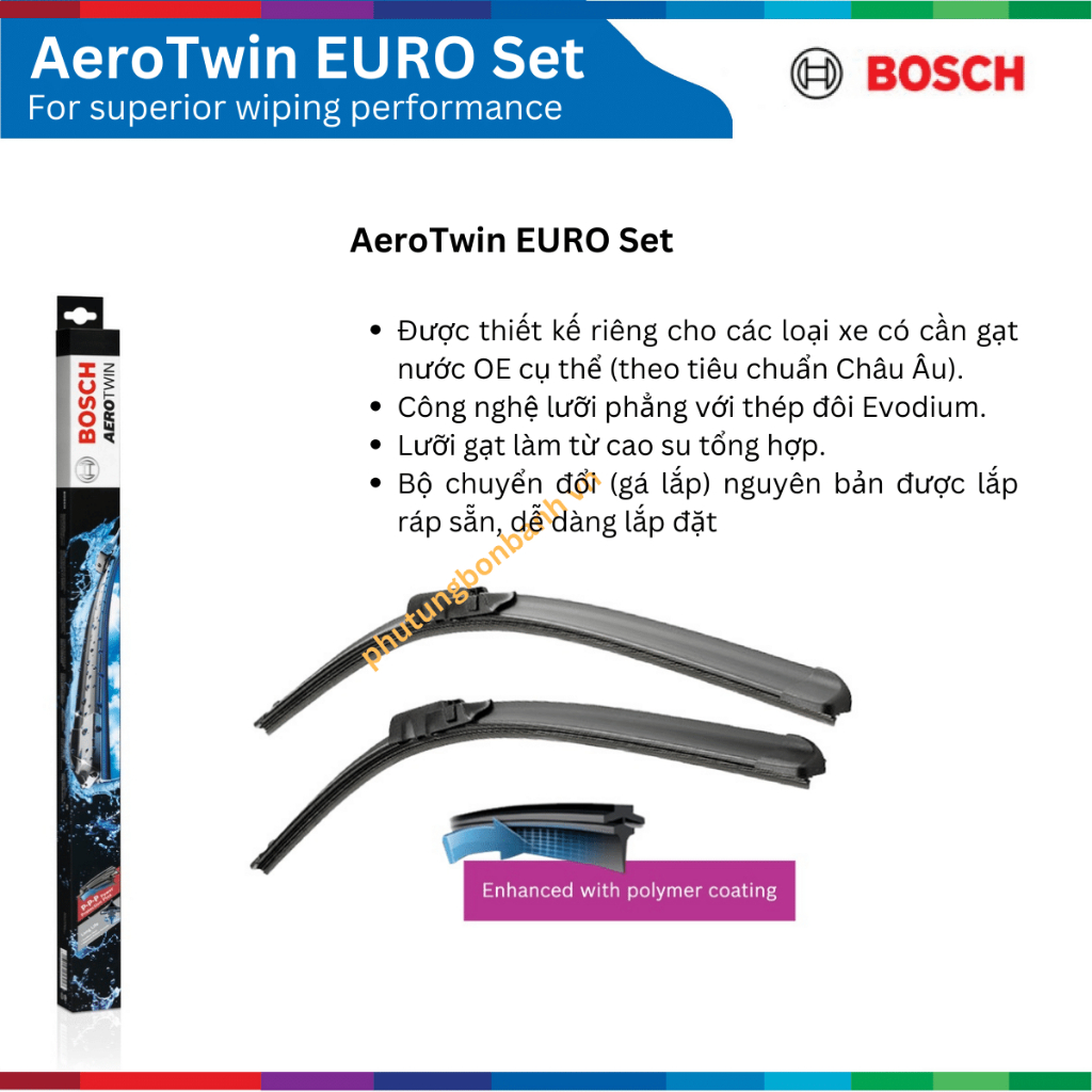 Bộ gạt mưa xe Ford Everest , Bosch AeroTwin OE Set A295S, gạt nước xe Everest, Everest