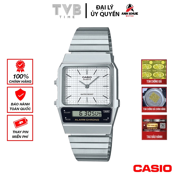 Đồng hồ nam dây kim loại Casio chính hãng AQ-800E-7ADF (tay nam nhỏ)