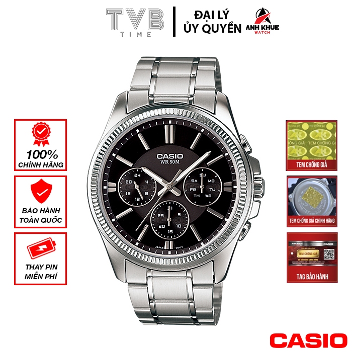 Đồng hồ nam dây kim loại Casio chính hãng Anh Khuê MTP-1375D-1AVDF