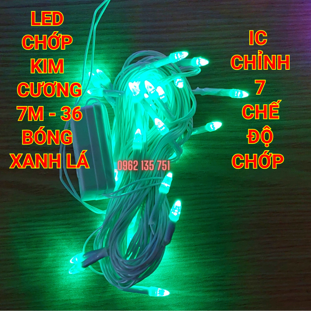 Dây đèn LED Chớp Kim Cương/LED Chớp Nhọn Trang trí Noel Dài 8m - 36 bóng