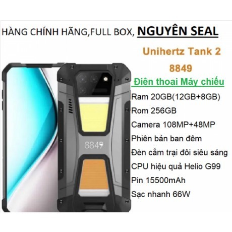Điện thoại siêu bền Unihertz 8849 TANK 2 - Ram 22gb/256gb Fullbox - Chống nước chống bụi