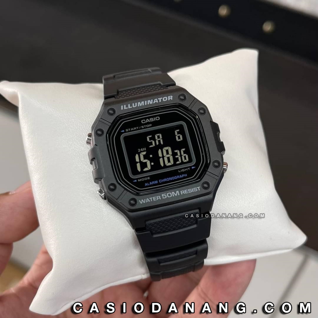 Đồng hồ nam dây nhựa Casio chính hãng Anh Khuê W-218H-1BVDF