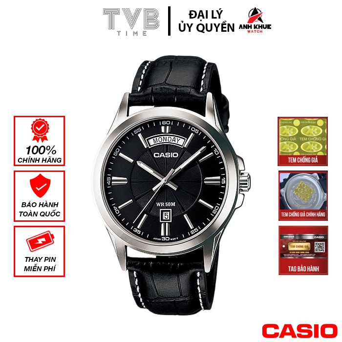 Đồng hồ nam dây da Casio chính hãng MTP-1381L-1AVDF (39mm)