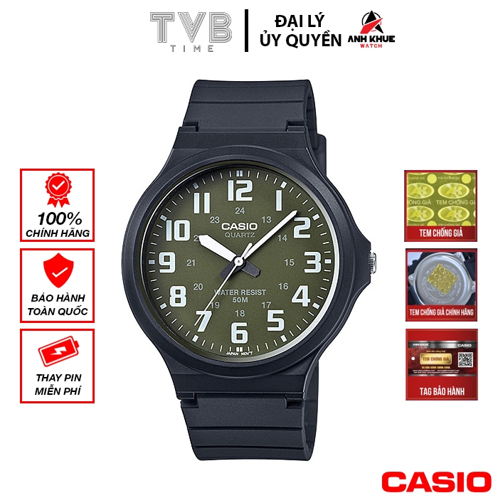 Đồng hồ nam dây nhựa Casio chính hãng Anh Khuê MW-240-3BVDF (43mm)
