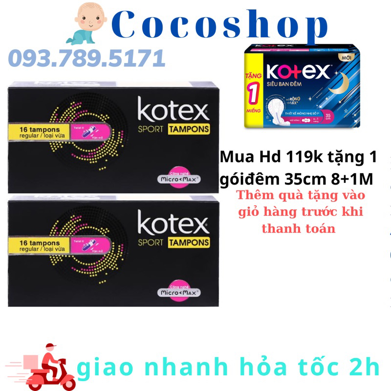 Băng vệ sinh Kotex Sport Tampon loại vừa 16 cái
