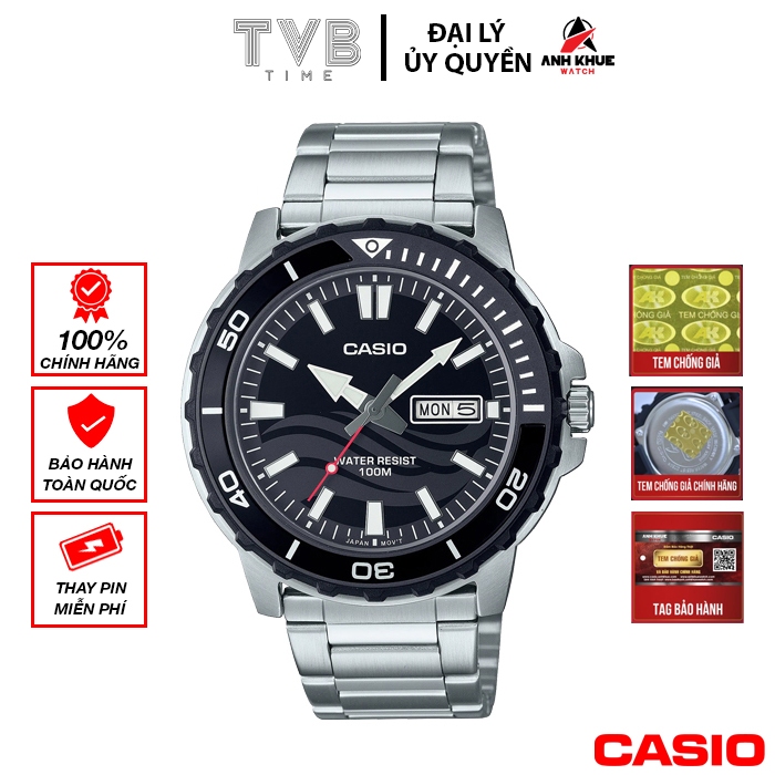 Đồng hồ nam dây kim loại Casio chính hãng MTD-125D-1A1VDF (45mm)