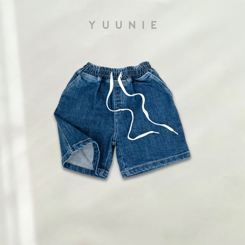 Quần short jean cho bé trai bé gái Yuunie, quần bò chất liệu mềm mại phối dây rút cá tính cho bé từ 1-6 tuổi Q004