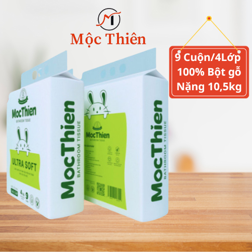 Combo 2 Bịch giấy cuộn vệ sinh Mộc Thiên 9 cuộn 4 lớp dày mịn tan trong nước