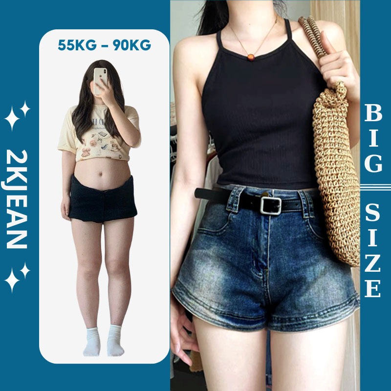 Quần Short Jean Nữ Form Chữ A Bigsize 40–85kg Lưng Cao Che Khuyết Điểm MS1088 – 2KJeans | BigBuy360 - bigbuy360.vn
