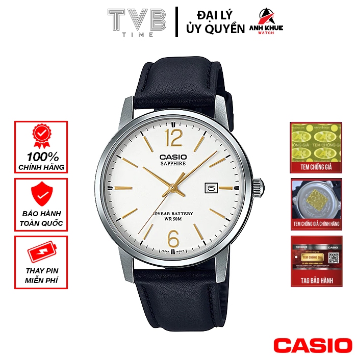 Đồng hồ nam dây da Casio chính hãng Anh Khuê MTS-110L-7AVDF (38mm)