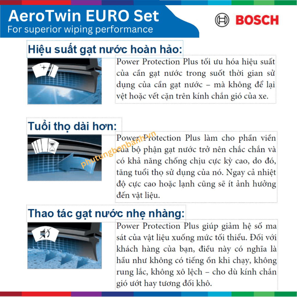 Bộ gạt mưa xe Ford Everest , Bosch AeroTwin OE Set A295S, gạt nước xe Everest, Everest
