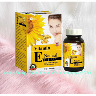 VITAMIN E  Natural Plus - Lọ 60 viên - Viên uống Đẹp da, Chống lão hóa , Tái tạo da, Sáng da
