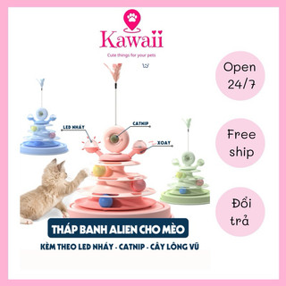 Đồ chơi tháp banh alien kèm catnip + cây lông vũ cho mèo