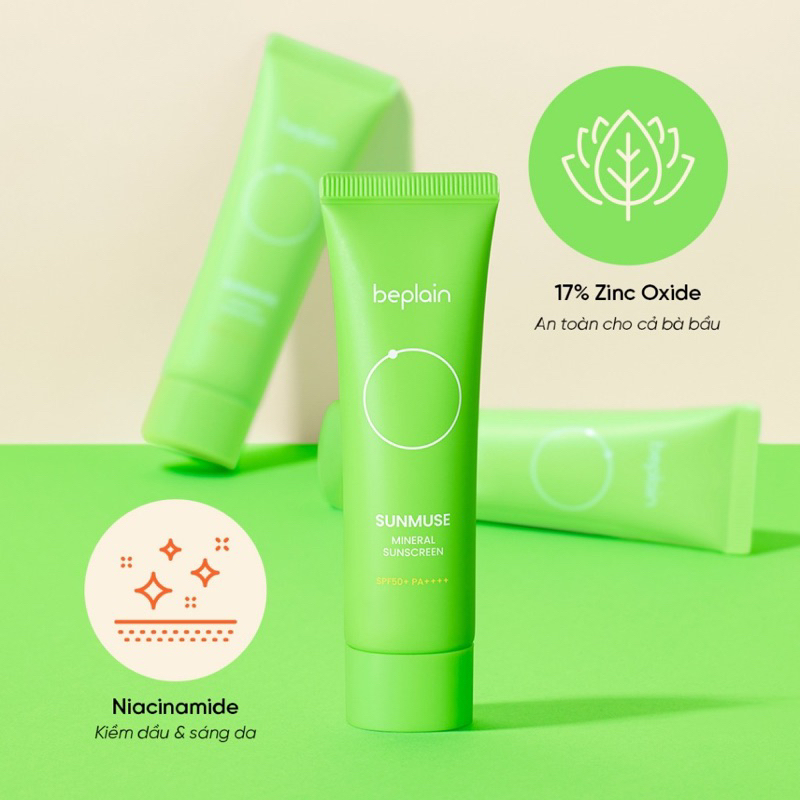 Kem chống nắng Beplain xanh lá SUNMUSE MINERAL SUNSCREEN SPF 50+ PA++++ 50ml
