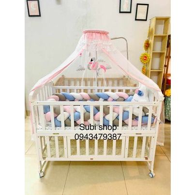 Combo quây xoắn tết sam 4 ,ga chun đầu mây handmade giá siêu tốt+tặng thêu tên cho bé