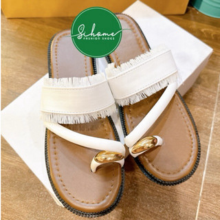(Chân thon lên 1 size-Chân to lên 2 size) Dép lê nữ xỏ ngón quai tua rua đế cao 2PH mũi tròn êm chân đế chống trơn trượt