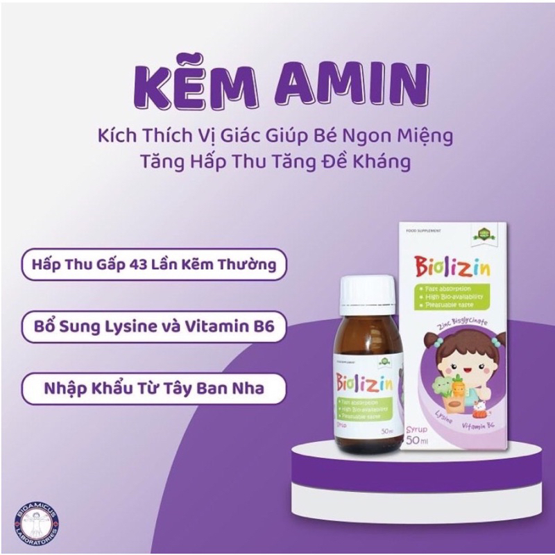 Siro kẽm Biolizin giúp bé ăn ngon, tăng đề kháng chai 50ml