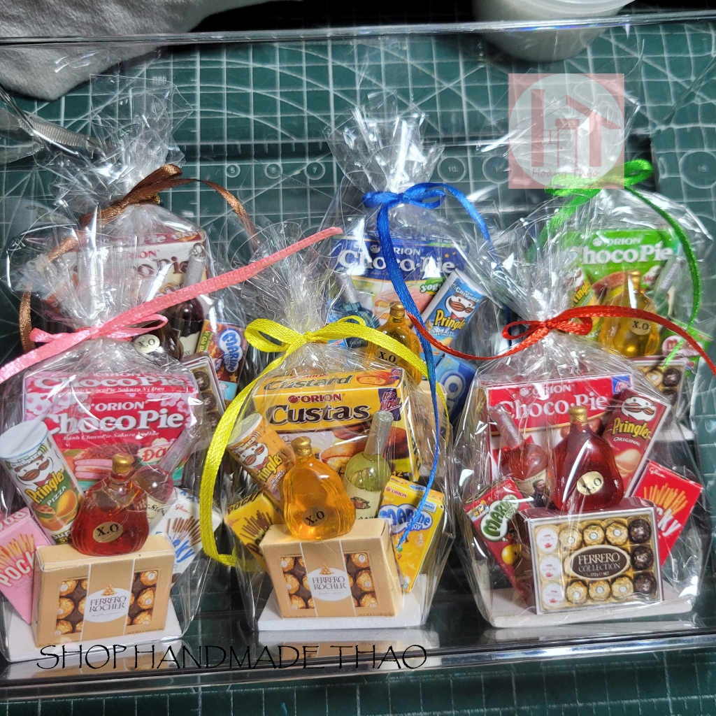 Mô hình giỏ quà trang trí nhà búp bê, tiểu cảnh, roombox