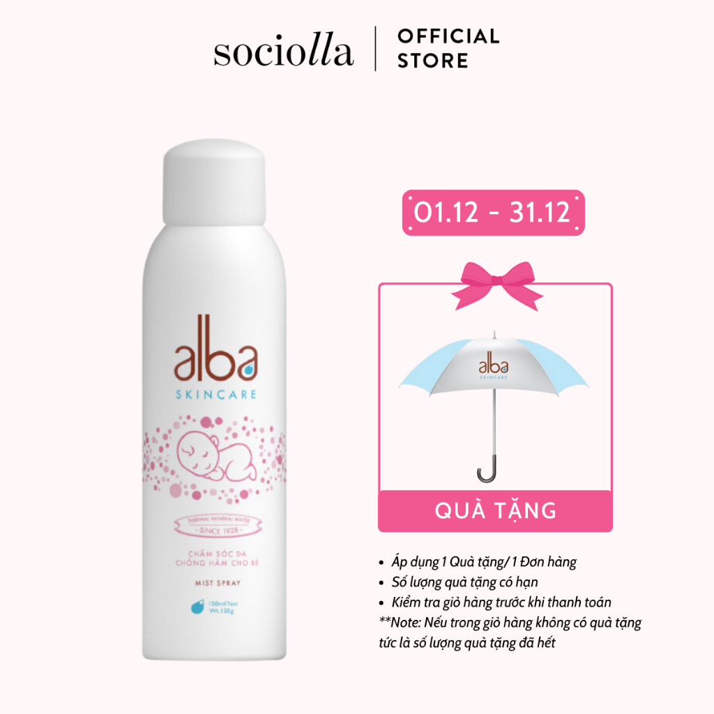 Xịt Khoáng Trẻ Em Hỗ Trợ Chống Hăm, Làm Mịn Da Giàu Khoáng Chất Thiên Nhiên Alba Skincare_Facial Mist Spray Baby 150ml