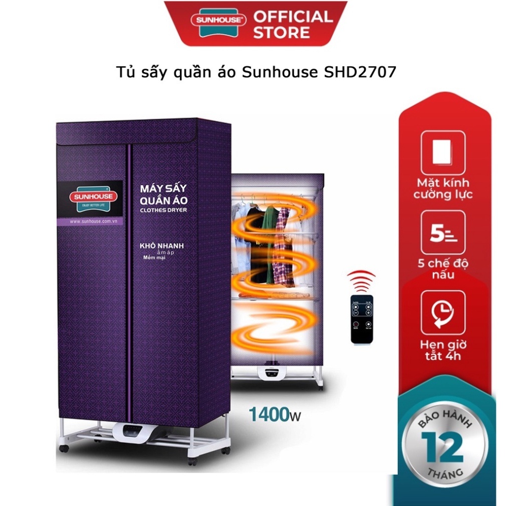 Tủ sấy quần áo sunhouse shd2707