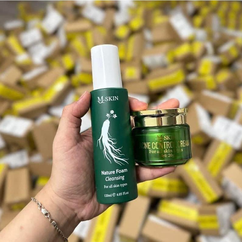 Combo Cao Mụn Sâm Vàng MQ Skin + Sữa Rửa Mặt Nhân Sâm MQ Skin Chính Hãng