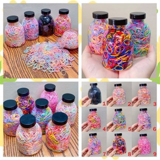 Set 1000 Thun Cột Tóc Co Giãn Nhiều Màu Kèm Bình Đựng