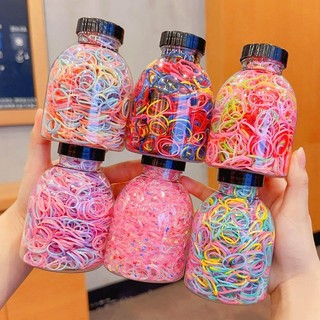 Set 1000 Thun Cột Tóc Co Giãn Nhiều Màu Kèm Bình Đựng