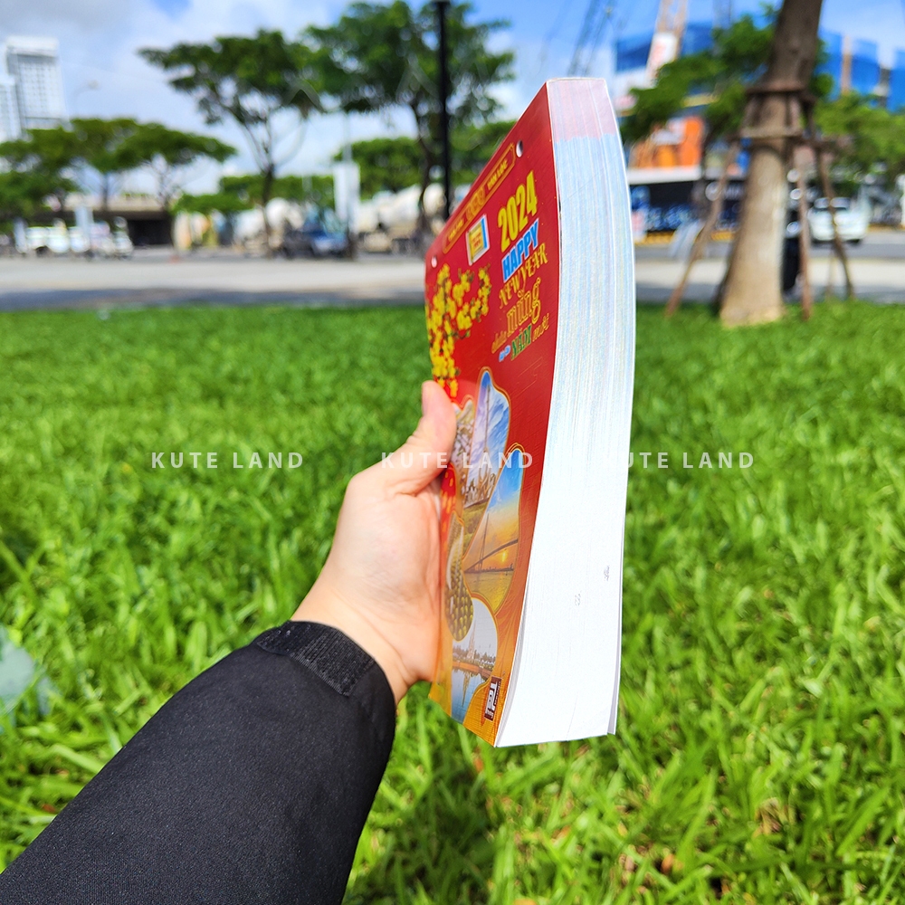 Lịch bloc Lịch xé 365 ngày 2024 Thư Pháp 15x21 cm  chữ lớn số to ngày giờ hoàng đạo gắn bìa lịch treo tường LICHBA