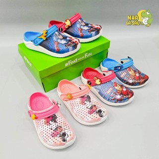 Dép cross literide trẻ em cao cấp in hình captain ironman marvel mickey tặng jibbitz 3D đẹp, dép sục cross bé trai gái