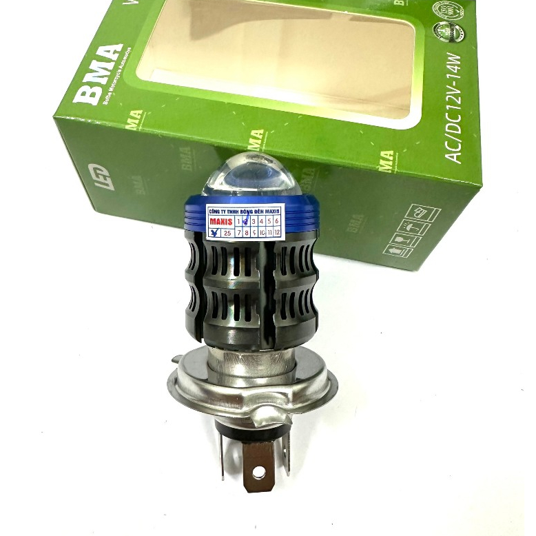 Đèn Pha Led Bi Cầu BMA Chân H4 Mini 2 Mầu Vàng Trắng Bảo Hành 1 Năm Lỗi 1 Đổi 1