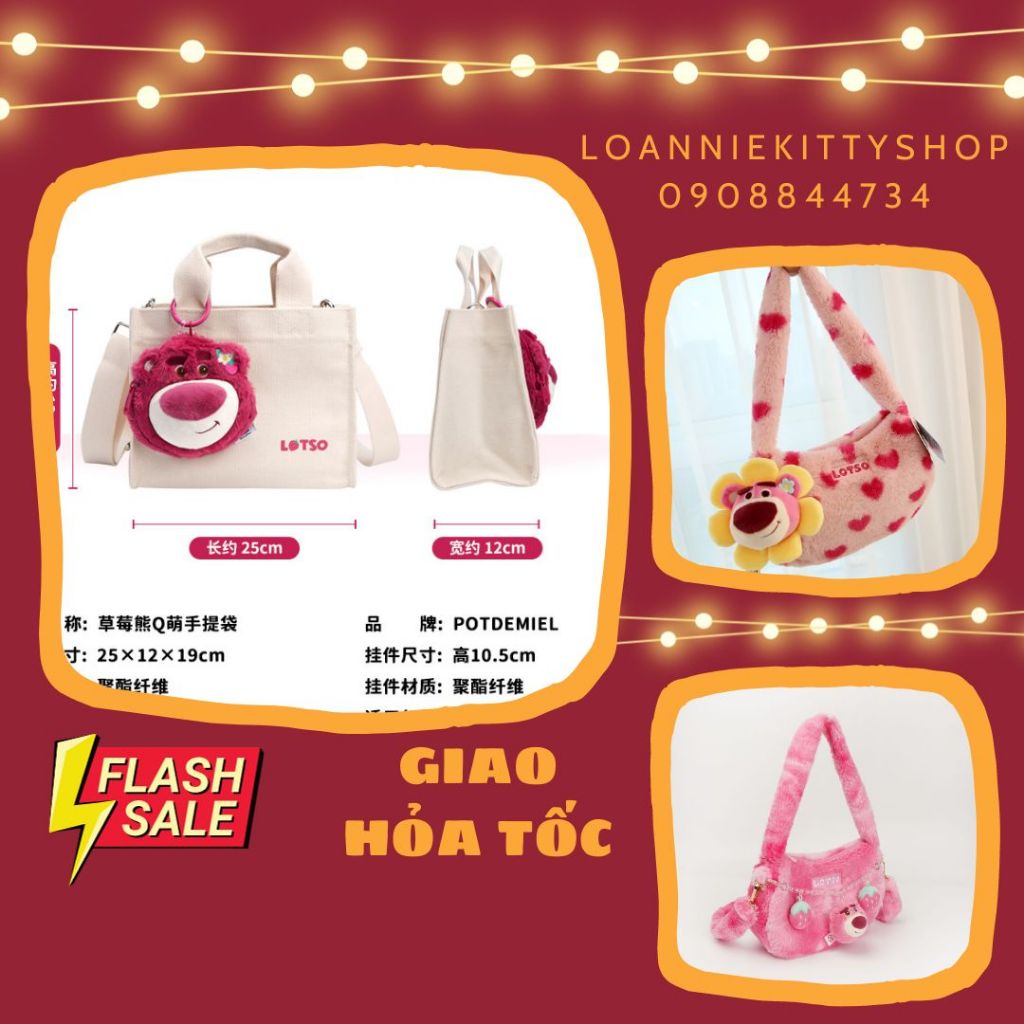 CHÍNH HÃNG DISNEY - 3mẫu túi xách gấu dâu LOTSO hot trend thời trang 2022
