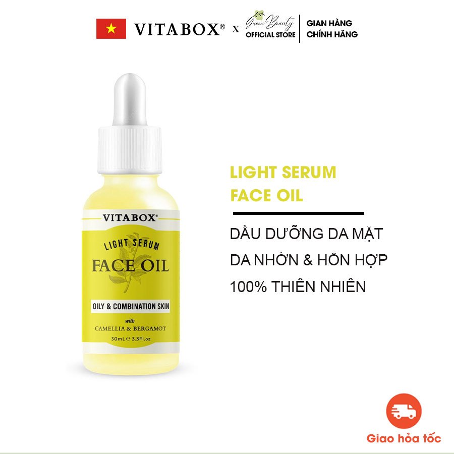 Dầu Dưỡng Da Mặt Cấp Ẩm Ngừa Mụn Sáng Da Cho Da Nhờn Và Hỗn Hợp VITABOX Light Serum Face Oil - 30mL