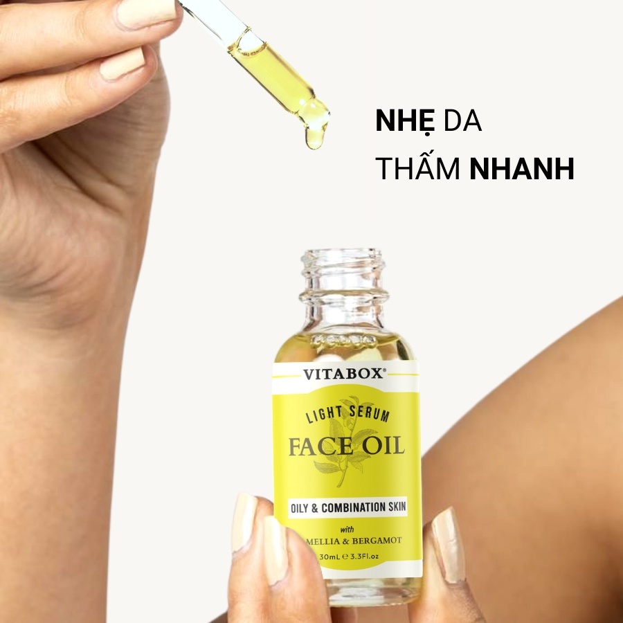 Dầu Dưỡng Da Mặt Cấp Ẩm Ngừa Mụn Sáng Da Cho Da Nhờn Và Hỗn Hợp VITABOX Light Serum Face Oil - 30mL