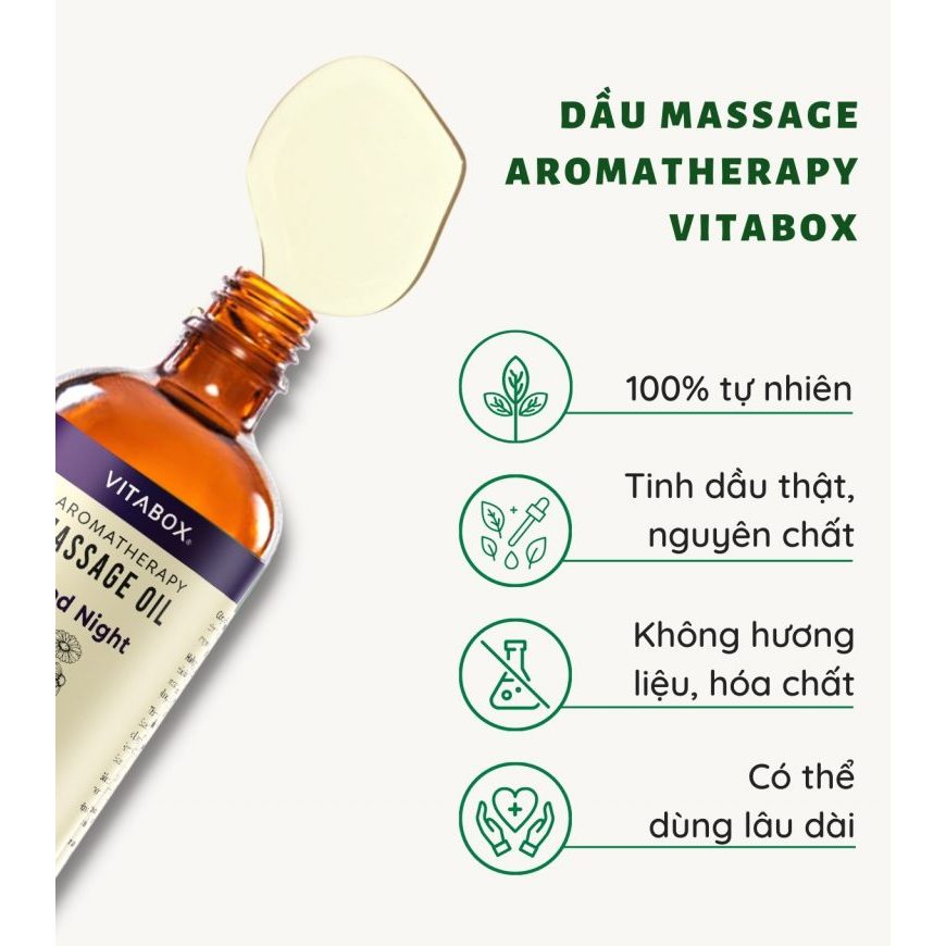 Dầu Massage Body Mát Xa Thư Giãn Ngủ Ngon Thiên Nhiên VITABOX Good Night Aromatherapy Massage Oil