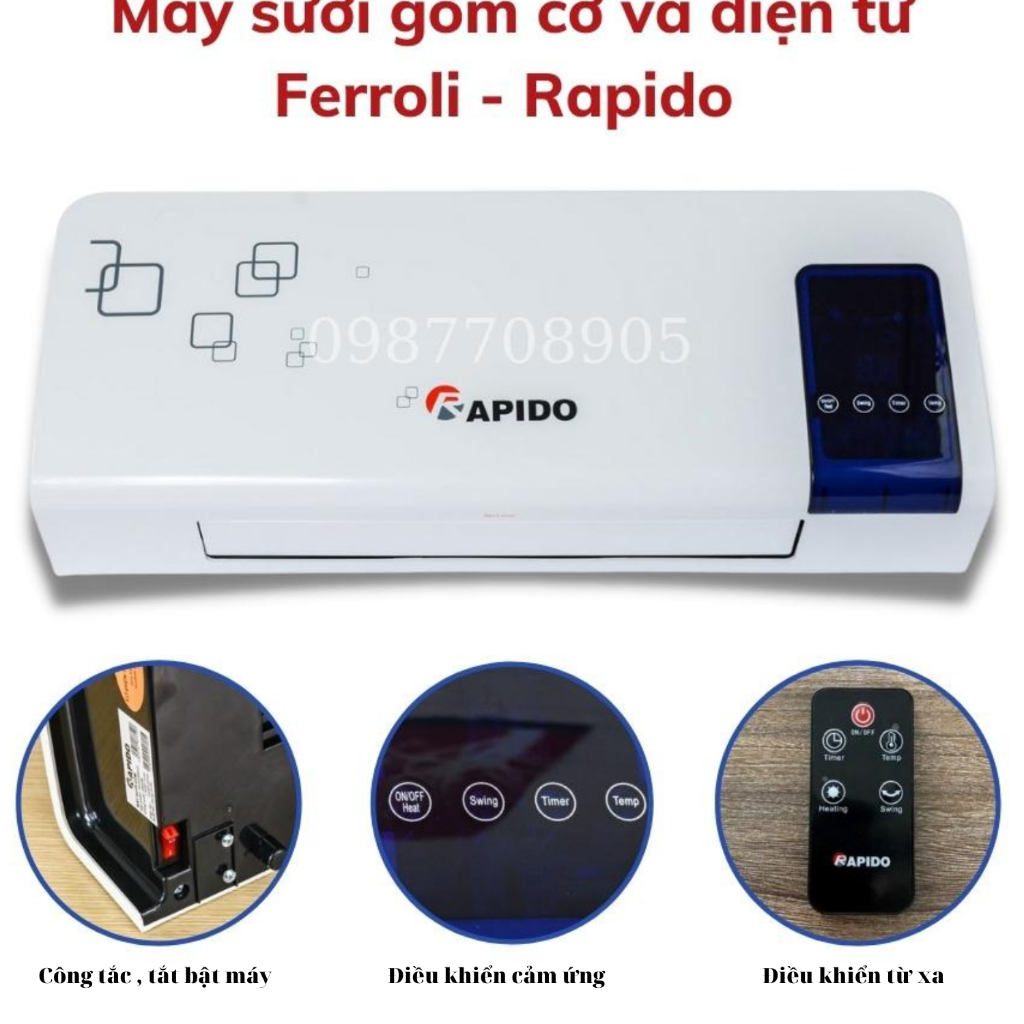 Máy sưởi gốm cơ và điện tử Ferroli - Rapido - Hàng Chính Hãng