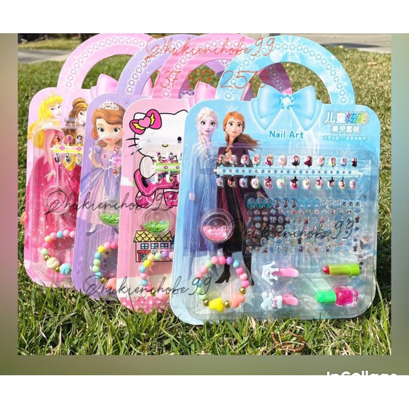 BỘ LÀM MÓNG TAY GỒM STICKER DÁN MÓNG TAY GIẢ DŨA MÓNG CHO BÉ GÁI