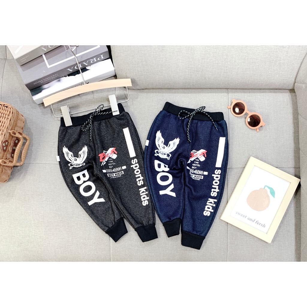 Quần dài lót lông bé trai, êm mềm, co giãn, bao ấm