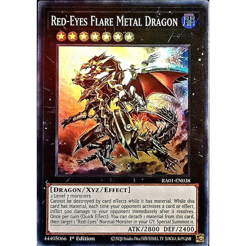 Lá bài thẻ bài Yugioh Red Eyes Flare Metal Dragon - super Rare - Tặng bọc bài nhựa bảo quản