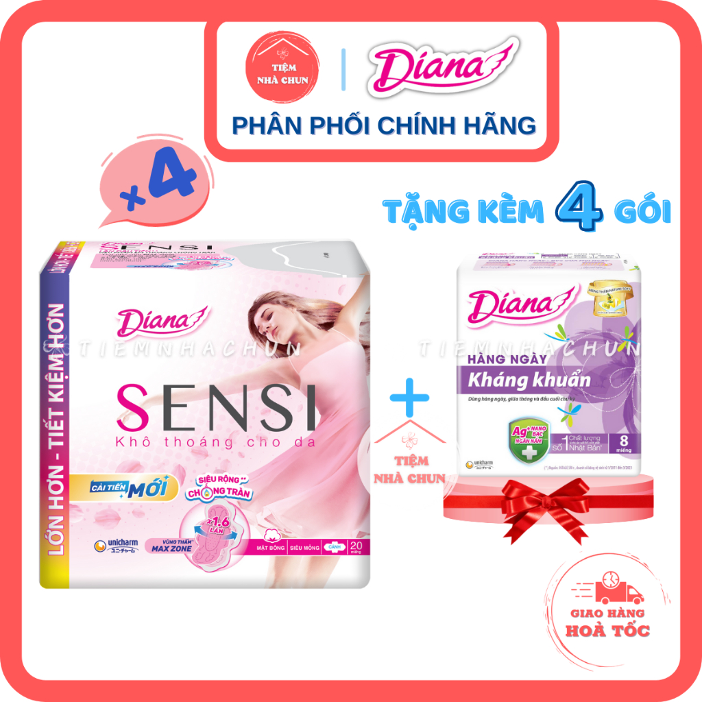 Băng Vệ Sinh Diana Sensi TRẮNG Siêu Mỏng Mặt Bông Siêu Thấm - TIEMNHACHUN