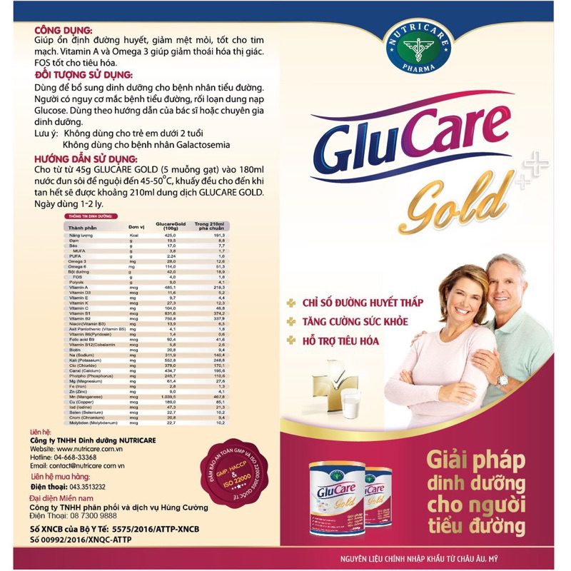 Sữa bột Glucare gold 900g dinh dưỡng cho người tiểu đường mẫu mới