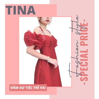 Đầm dự tiệc trễ vai tay phồng voan sang chảnh, dáng xòe chất vải xốp dày dặn cao cấp, Đầm hở vai 3 màu đỏ, đen, trắng