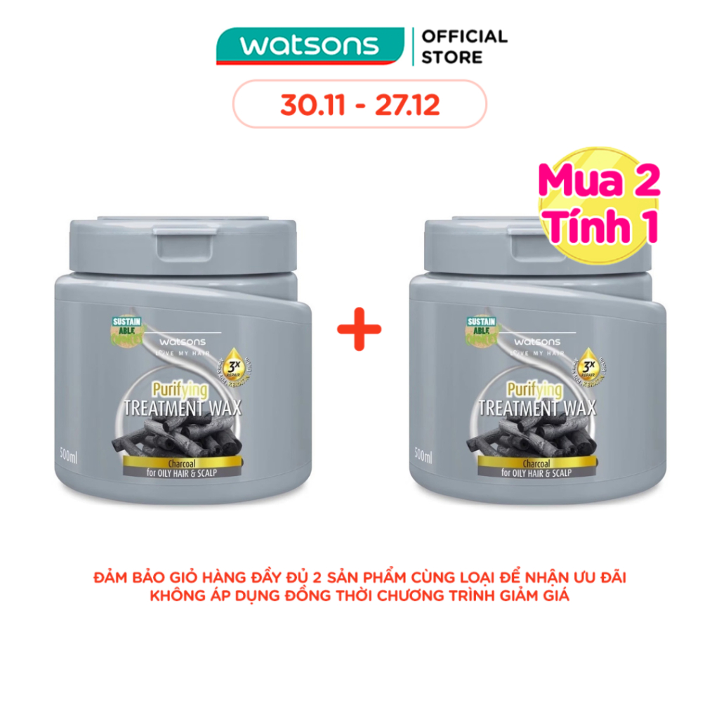 Kem Ủ Tóc Watsons Treatment Wax Charcoal For Oily Hair Scalp 500ml
