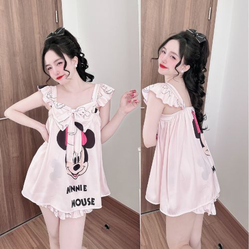 Đồ Ngủ Nữ Bigsize MIKY, Đồ Ngủ Bigsize lụa Latin cao cấp mềm mại xinh xắn < 80KG