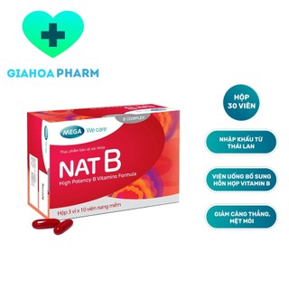 Nat B (Mega We care) - Viên uống bổ sung vitamin nhóm B, hỗ trợ sức khoẻ khi mệt mỏi, căng thẳng, stress