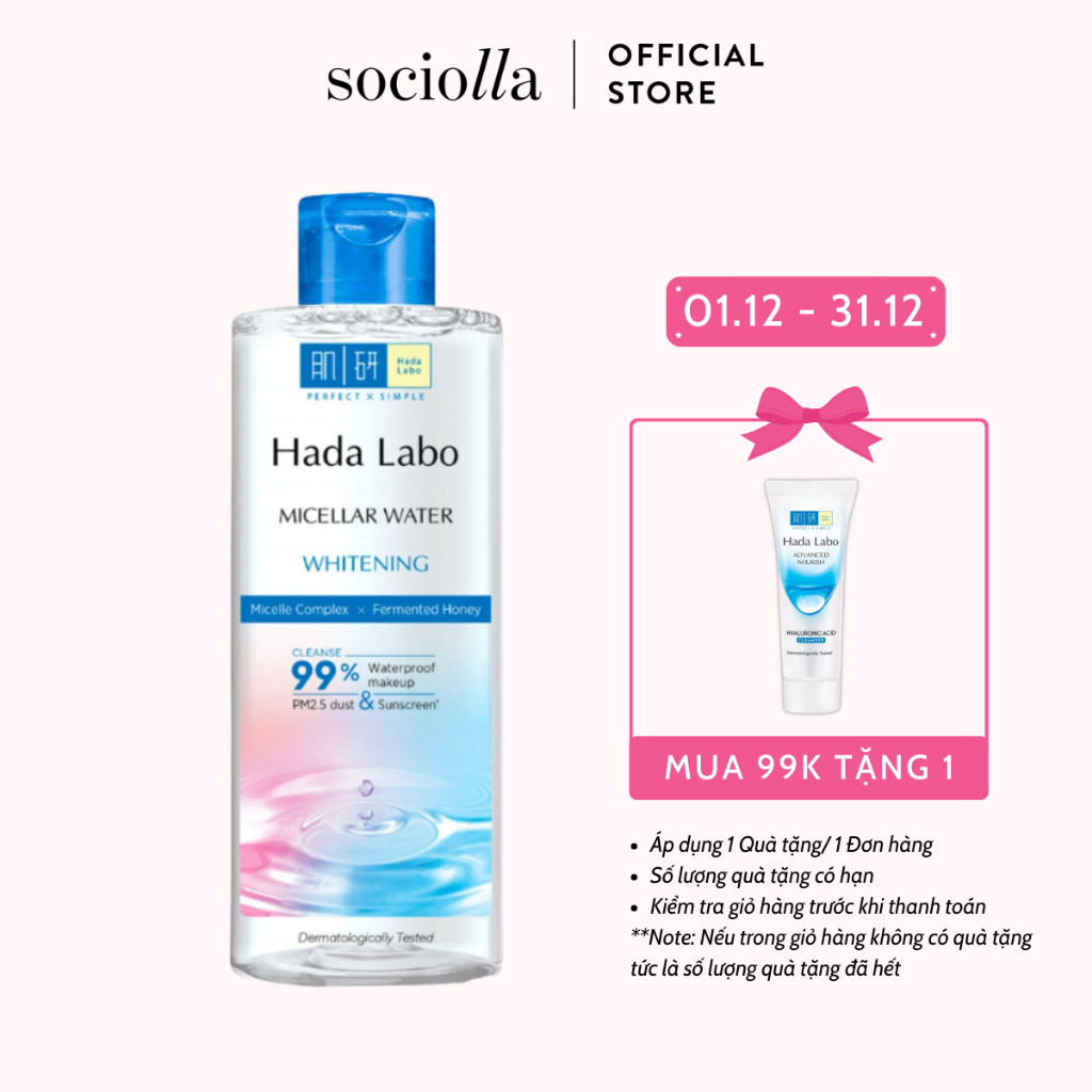 Nước Tẩy Trang Sạch Sâu Dưỡng Sáng Hada Labo Micellar Water Whitening 240ml