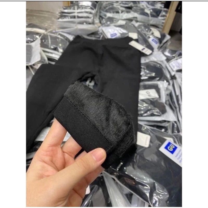 Quần legging lót lông Gu siêu ấm co dãn tốt, Quần lót lông Gu legging ôm ấm co dãn