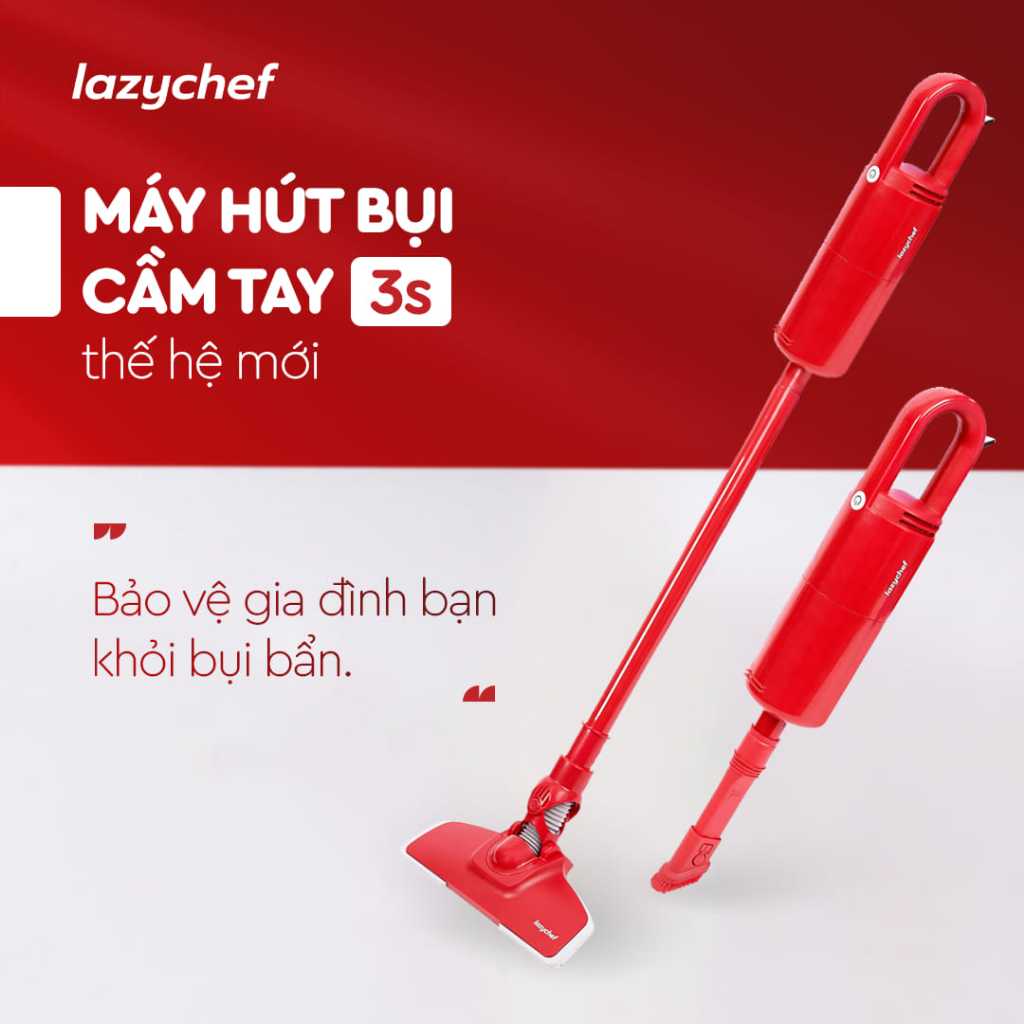 Máy Hút Bụi Cầm Tay 3S Thế Hệ Mới Lazychef - Tặng cân body và túi