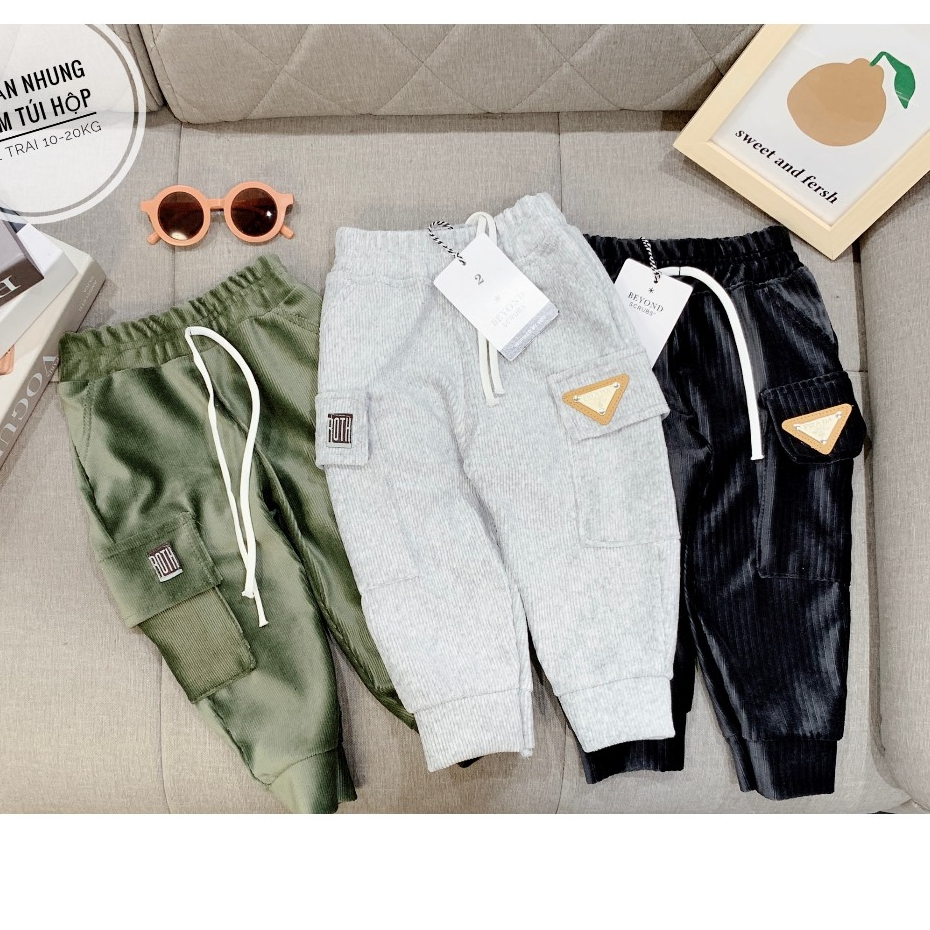 Quần dài nhung tăm, túi hộp cho bé trai, mềm mịn, co giãn 4 chiều, giữ nhiệt tốt QD14.2