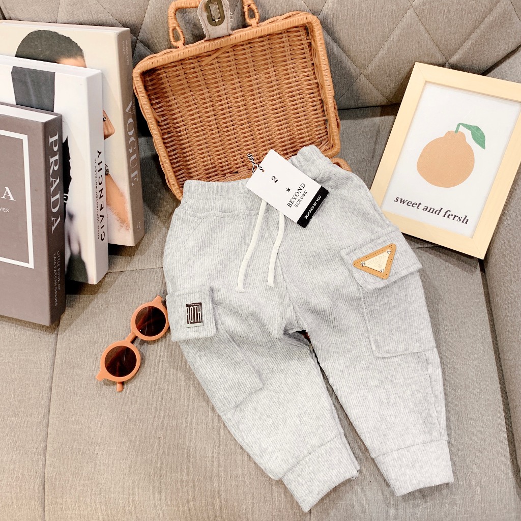 Quần dài nhung tăm, túi hộp cho bé trai, mềm mịn, co giãn 4 chiều, giữ nhiệt tốt QD14.2