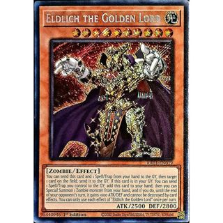 ra01 Lá bài thẻ bài Yugioh Eldlich the Golden Lord – super Ultra secret Rare - Tặng bọc bài nhựa bảo quản